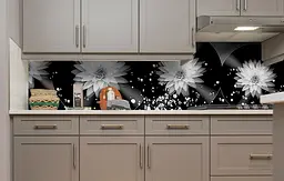 Вініловий кухонний фартух Жоржини Сфери наклейка для кухні ПВХ квіти Абстракція Чорний Happy Pocket Z181409 - мініатюра 7