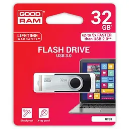 USB флеш накопичувач Goodram 32GB UTS3 Twister Black USB 3.0 (UTS3-0320K0R11) - мініатюра 2
