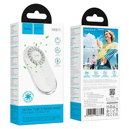 Вентилятор Hoco ultra-thin pocket fan HX611 |3 Levels, 50dB, 1-2.5h| - мініатюра 2