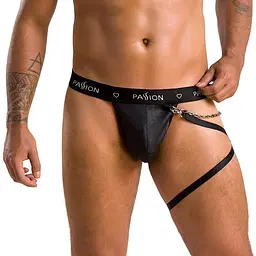 Чоловічі трусики танга з підв’язкою Passion 058 THONG BILL L/XL Black - мініатюра 1