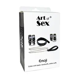 Набір BDSM Art of Sex - Emoji наручники, поножі, нашийник з повідцем - мініатюра 5