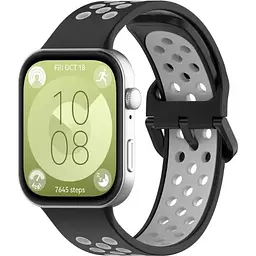 Ремінець DK CDK для Huawei Watch Fit 4 Pro Silicone Sport Band Nike (017791) (black / grey) - мініатюра 2