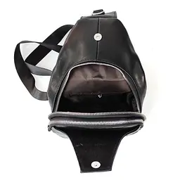 Чоловічий слінг Tiding Bag FL-N2-4004A із гладкої шкіри чорного кольору. - мініатюра 5