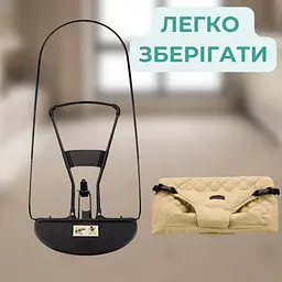 Дитячий шезлонг гойдалка для новонароджених, дитяче крісло шезлонги, дитячі крісла гойдалки + дуга з іграшками Бежевий - мініатюра 6