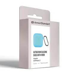 Силіконовий чохол для навушників Apple AirPods 2, Hang Case, блакитний, ультратонкий захисний кейс товщиною 2 мм, захист від подряпин, пилу та ударів, компактний, з карабіном для кріплення, ArmorStandart (ARM59687) - мініатюра 3