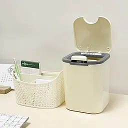 Відро для сміття MBM My Home з кришкою 2 л бежеве (BIN-06 2L BEIGE) - мініатюра 5