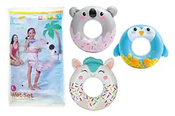 Надувне дитяче коло для плавання Милий звірят Intex Wet Set 59266 діаметр 84 см від 8 років 3 види
