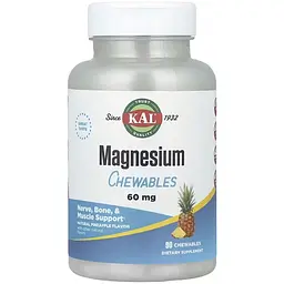 Дієтична добавка KAL Magnesium Chewables 60 мг 90 жувальних таблеток