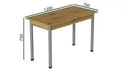 Стіл кухонний Ferrum-decor Беніта 75x120x70 Сірий ДСП Дуб Артізан 16мм (FRD-105695) - мініатюра 2
