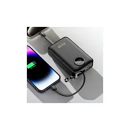 Батарея універсальна Dudao 20000mAh K14+ 22.5W, PD, QC, USB-A, USB-C(In/Out), with built-in USB-C/Lightning cables, Black (6977196680016) - мініатюра 7