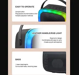 Портативная колонка караоке Kisonli G21 Bluetooth 1800mAh 5Вт, 1 микрофон, Black - мініатюра 5