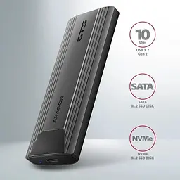 Зовнішня кишеня GTS, Grey, M.2, Type-C 3.2 Gen 2 Axagon teh0028323 - мініатюра 5
