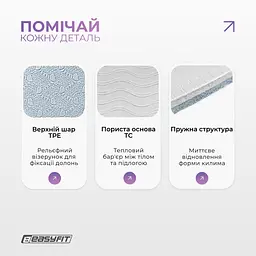Килимок для йоги та фітнесу EasyFit TPE+TC 6 мм двошаровий світло-блакитний-світло-сірий - мініатюра 4
