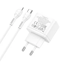 Адаптер мережевий HOCO Type-C to Lightning Cable Triumph charger set N29 2Type-C 35 W white - мініатюра 2
