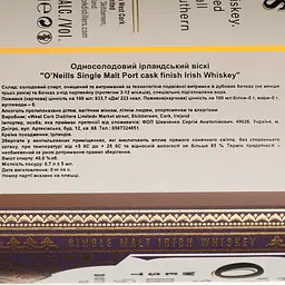 Віскі O'Neills Port Cask Finished Single Malt Irish Whiskey 40% 0.7 л - мініатюра 4