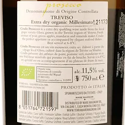 Ігристе вино Mare Magnum Crudo Prosecco Organic, біле, екстрасухе, 11,5%, 0,75 л - мініатюра 3