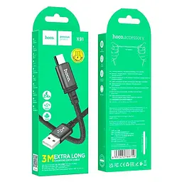 Кабель HOCO X91 Micro-USB Radiance charging data cable 3m чорний - мініатюра 4