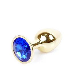 Анальна пробка з кристалом B - Series HeavyFun Plug-Jewellery Gold, 7 см (синій)