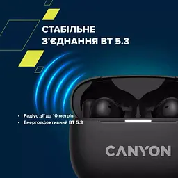Навушники Canyon TWS headset OnGo TWS-10 ANC+ENC Grey (CNS-TWS10BK) - мініатюра 11