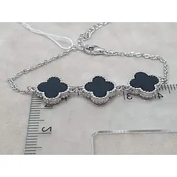 Срібний браслет TOP Silver Конюшина з оніксом. 550058Ч - мініатюра 2