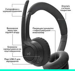 Навушники Logitech ZONE 300 Midnight Black (981-001406/981-001407) - мініатюра 4