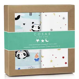 Пелюшки багаторазові Cosas дитячі Stars & Panda 2 шт., 80х100 см, білі