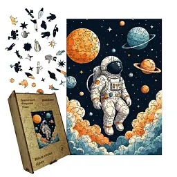 Дерев'яний фігурний пазл puzzlean Місія серед зірок, А3, Дерев'яна коробка 200 елементів