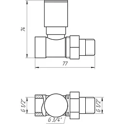 Кран вентильний прямий з американкою Solomon 1/2″ chrom 1865 000002167 - мініатюра 2