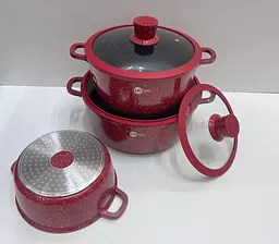Набір посуду з гранітним антипригарним покриттям Higher Kitchen HK-325 (Чорний, червоний) - мініатюра 7