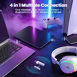Навушники ATTACK SHARK G800, об'ємний звук 7.1, Bluetooth/2.4G для ПК, PS5, PS4, Xbox White - мініатюра 7