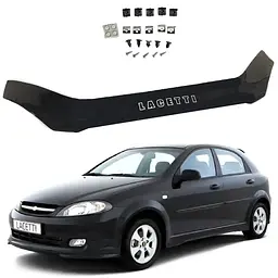 Дефлектор капота мухобойка Chevrolet Lacetti 2003- Хечбек Євро Кріплення (Voron Glass)