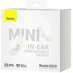 Навушники бездротові TWS Baseus Bowie EZ10 білі (A00054300226-Z1) - мініатюра 9