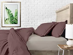 Комплект постільної білизни Cosas євро з простирадлом на резинці MOUSSE CS10 200 x 220 см (Ranfors_Chocolate_El160-Quartz_200) - мініатюра 3