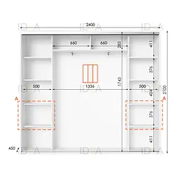 Шафа-купе Idea серія 7 240 x 45 x 210 см Білий Дзеркало - мініатюра 2