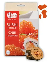 Ласощі для собак Mavsy Freeze dried SUSHI WITH RED CAVIAR суші лосося з червоною ікрою, 50 г