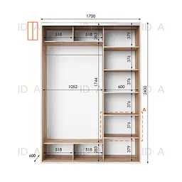 Шафа-купе Idea серія 1 170 x 60 x 240 см Дуб сонома - мініатюра 2