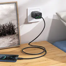МЗП Hoco N55 Fundador PD20W four-port (2USB-A/2C) + кабель Type-C to Type-C Black - мініатюра 5