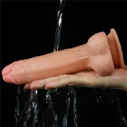 Фалоімітатор LoveToy Sliding Skin Dong 15.5 см тілесний - мініатюра 13