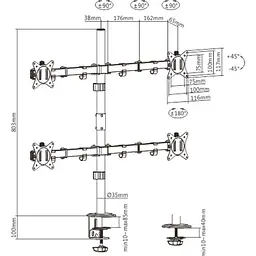 Настільне кріплення для моніторів HiSmart HS082437 17-32` Black [109027] - мініатюра 3