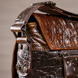 Сумка чоловіча з тисненням під крокодила 14698 Vintage коричнева - мініатюра 6