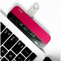 Перехідник Baseus Transparent Series Type-C Multifunctional Hub Adapter червоний CAHub-TD09 - мініатюра 2
