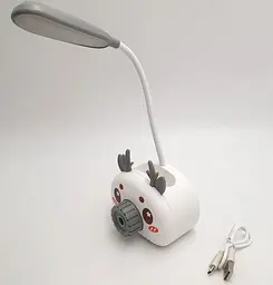 Настільна LED-лампа дитяча акумуляторна на гнучкій ніжці 22 см з органайзером точилкою та підставкою для телефону світильник Elite EL-2178 біла - мініатюра 4