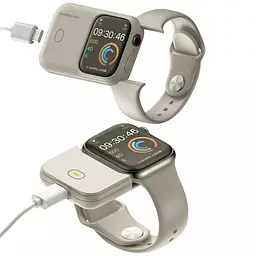 Портативний ЗП Charging Soft Case for Apple Watch 49mm 1200 mAh Moon White - мініатюра 5
