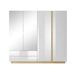 Шафа для одягу Perfect Home Арко / Arco 4-дверна з дзеркалом 4D2S/220 Білий глянець/дуб грандсон (PFH-091041) - мініатюра 5