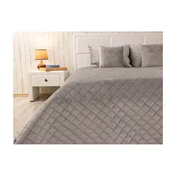 Покривало Руно двостороннє декоративне Velour Grey ромб 220х240 см (330.55_Grey ромб) - мініатюра 5