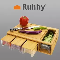 Бамбуковая дошка з контейнерами RUHHY 20205 - мініатюра 4