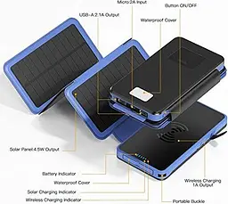 Портативна батарея Anyzoo Power Bank 20000 mAh AN-YD02 Сонячний зарядний пристрій - мініатюра 6