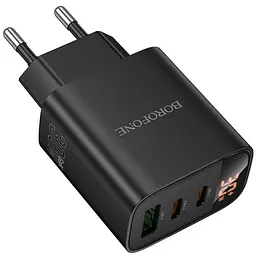 МЗП Borofone BA98A Ilustre with digital display PD30W (1USB-A/2C) Black - мініатюра 5