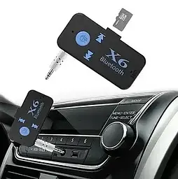Bluetooth-адаптер ресивер AUX X6 з мікрофоном та TF-картою для автомобіля та аудіосистем - мініатюра 4