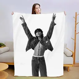 Плед BTS Jungkook №2, 3D плюшевий, 160x200 см, подарунковий